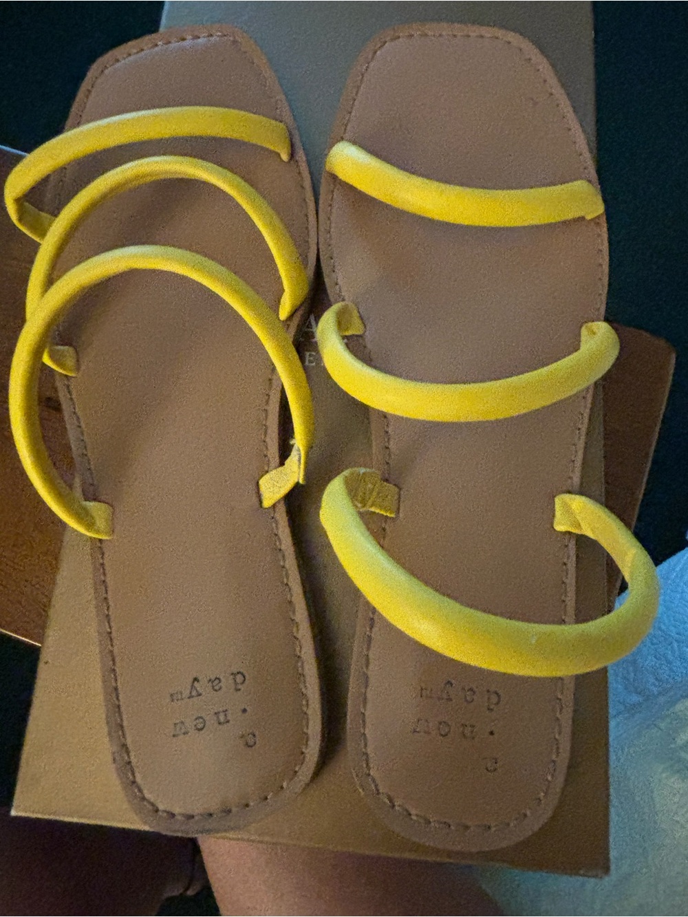 Excellent condition A New Day Yellow Strappy Flat Sandals. Sz 7.5